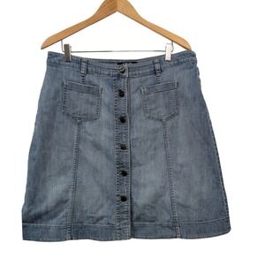 CHAPS Denim Button Front A-Line Midi Skirt Light Wash Women's Size 10